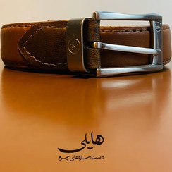 تصویر کمربند چرمی قهوه‌ای مردانه دست‌دوز کد ۰۴۴ 