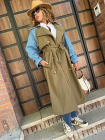 تصویر ترنچ کت ترکیبی با جین 