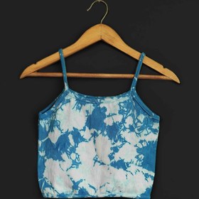 تصویر تاپ دخترانه تای دای ( شیبوری ) آسمان Blue Tie Dye Sleeveless Shirt