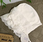 تصویر کلاه پرنسسی نوزادی دخترانه گیپوردار 