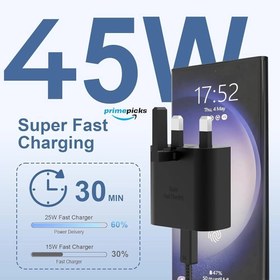 تصویر آداپتور سامسونگ 45W PD(های کپی) - مشکی / با گارانتی 6 ماه تعویض 45w samsung