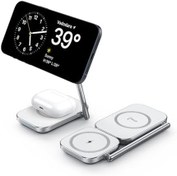 تصویر Hinyx 2-in-1 Foldable Magnetic Wireless Charger Stand with MagSafe Charging Station for iPhone 14 13 12 11/Pro/Pro Max/Plus/Mini/XS/XR/X/8, Samsung Phones, AirPods 3/Pro/2, USB 