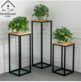 تصویر استند گلدان فلزی چوبی 