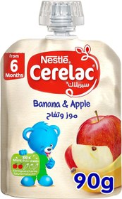 تصویر کیسه پوره میوه سرلاک نستله سرلاک سیب موز 90 گرمی - ارسال 20 روز کاری Cerelac Nestle Cerelac Fruits Puree Pouch Banana Apple, 90G