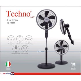 تصویر پنکه سه منظوره تکنو مدل TE-9111 techno three-purpose fan model TE-9111