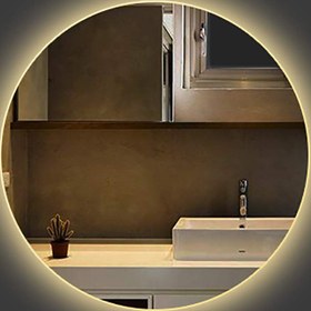 تصویر آینه بک لایت تاچ (لمسی) و ضدبخار دایره 70 سانتیمتر ( گرد) مناسب سرویس روشویی و اینه کنسول - آفتابی / ساده 