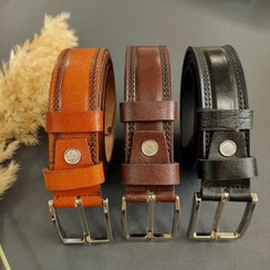 تصویر کمربند چرم طبیعی مردانه سه رنگ Men's natural leather belt