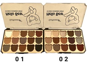 تصویر پلت سایه خرسی ۱۵ رنگ مات و شاین hello bear - ۱ 15 colors eyeshadow palette hello bear