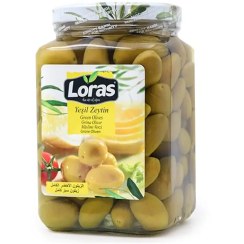 تصویر زیتون سبز کامل دانه درشت لوراس 1500 گرمی Loras Yesil Zeytin 1500 gr