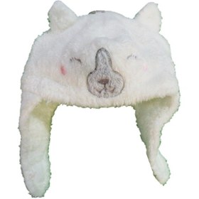 تصویر کلاه نوزادی زمستانی دخترانه پاپو طرح خرس 