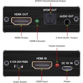 تصویر مبدل 4K تفکیک سیگنال صوتی از سیگنال تصویری HDMI 4K x 2K HDMI to HDMI and Optical TOSLINK SPDIF