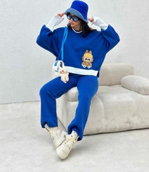 تصویر دو تیکه بافت بلوز شلوار فری سایز لبوبو زنانه - مشکی 