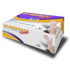 تصویر دستکش وینیل بدون پودر اوپی پرفکت (op-perfect) op perfect powder free vinyl gloves