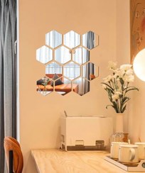 تصویر آینه دکوراتیو لونه زنبوری 