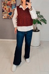 تصویر وست بافت زرشکی زنانه فیری سایز ترک PD۱۰۰ 