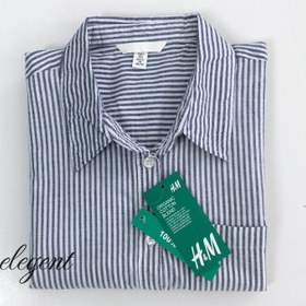 تصویر شومیز زنانه کتان راه راه اچ اند ام H&M 