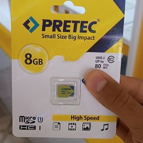 تصویر رم میکرو 8 گیگ PRETEC سرعت بالا 80MB ارسال رایگان 