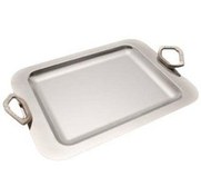 تصویر سینی استیل مستطیل بزرگ فریم ساده دسته حلقه نگین صدفی دیاکو کد 322S 