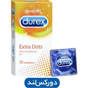 تصویر کاندوم نازک دانه دار دورکس مدل EXTRA Dots بسته 10 عددی 