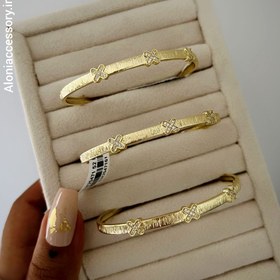 تصویر دستبند بنگل طرح طلا نگین ایکسی فری سایز 