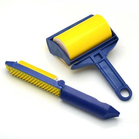 تصویر غلتک پرزگیر قابل استفاده مجدد زرد/آبی برند sticky buddy Reusable Lint Roller Yellow/Blue