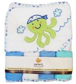 تصویر حوله کلاه دار و حوله دست طرح هشت پا کارترز Carters Octopus towel 