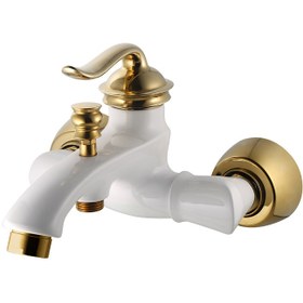 تصویر شیر دوش حمام مدل نیلا سفید طلایی 