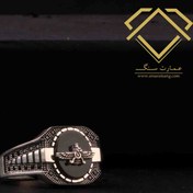 تصویر انگشتر مردانه نقره ترک با سنگ عقیق طرح فروهر 