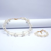 تصویر ست جواهرات مروارید گردنبند و دستبند 