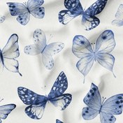 تصویر پارچه کرپ بوگاتی طرح پروانه و پرنده مدل رانا کد 4011123 