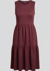 تصویر پیراهن زنانه میدی چین‌دار (Tiered) - زرشکی برنذ esmara 