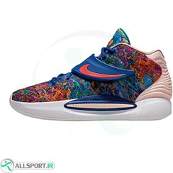 تصویر کفش بسکتبال نایک طرح اصلی Nike Kd14 white Blue Reed 