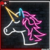 تصویر نئون مینیمال طرح اسب تک شاخ unicorn minimal neon