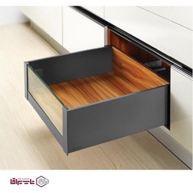 تصویر ریل کشو مخفی بدنه دار اسلیم بلند فانتونی مدل B430 سایز 500 میلی متر Slim High Inner Drawer C height With Glass Front