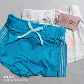 تصویر شلوارک دخترانه نخی دو عددی برند آلمانی ایمپی دیمپی - 6 تا 8 سال Girls cotton shorts, German brand Impy Dimpy