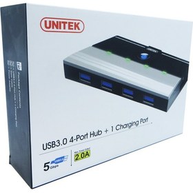 تصویر هاب USB3.0 چهار پورت با قابلیت شارژ یونیتک مدل Y-3178 