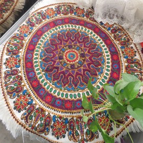 تصویر رومیزی پته گرد بزرگ رومیزی پته دوزی گرد