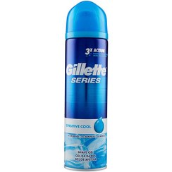 تصویر ژل اصلاح ژیلت مدل series sensitive cool حجم 200 میلی لیتر Gillette shaving gel series sensitive cool model 200ml