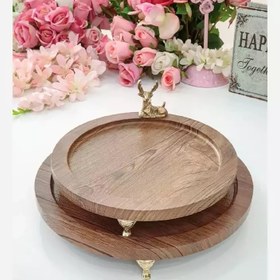 تصویر سینی سرو پایه دار چوبی 