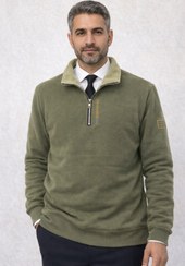 تصویر نیم‌زیپ مردانه وارداتی آستر پلار | تن‌خور آزاد، گرم و لوکس - کرم / 4XL 