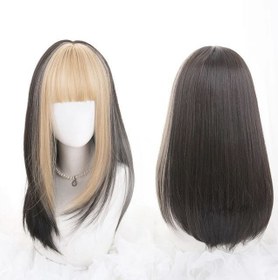 تصویر کلاه گیس زنانه فیس فریم متوسط با خط رویش طبیعی (کد:4001) Women's fiber wig (code:4001)