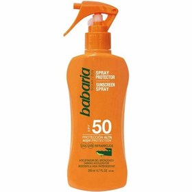 تصویر اسپری برنز کننده SPF 50 باباریا babaria حاوی عصاره آلوورا حجم 200 میل Babaria Spray Protector Solar Aloe SPF 50 200 ML