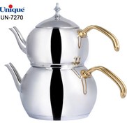 تصویر کتری قوری یونیک استیل 2/2 لیتر لوله دار مدل UN-7270 Unique steel tea kettle 2.2 liters with tube model UN-7270