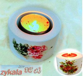 تصویر جا شمعی سنگ مصنوعی طرح گل سرخ 