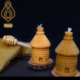 تصویر شمع موم زنبور عسل مدل مخروطی کافه عسل میم 