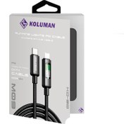 تصویر کابل شارژ فست و Koluman Type-C to Lightning PD مدل KD-90 30W - مشکی (گارانتی یکساله PMC) 