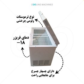 تصویر فریزر صندوقی خانگی 300 لیتری تک درب با درب شیشه ای 