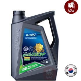 تصویر روغن موتور آیسین 0W-20 مدل greenTECH اصلی ساخت کره چهار لیتری AISIN Engine Oil 0W20 SN PLUS greenTECH 4 lit