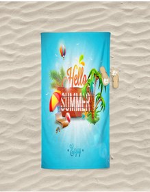 تصویر حوله ساحلی طرح‌دار سلام تابستان ارایس هوم برند eray home Erays Home Hello Summer Patterned Printed Beach Towel