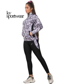 تصویر سویشرت شلوار ورزشی زنانه Nike طرح پلنگی Nike womens sweatshirt with leopard design